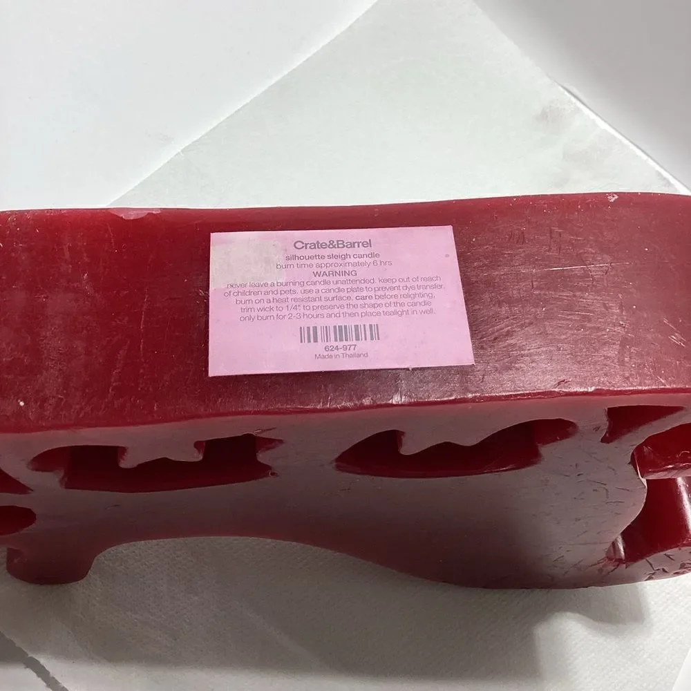 Crate & Barrel Huge Heavy Christmas Silhouette Tree Candle Sleigh Candle
